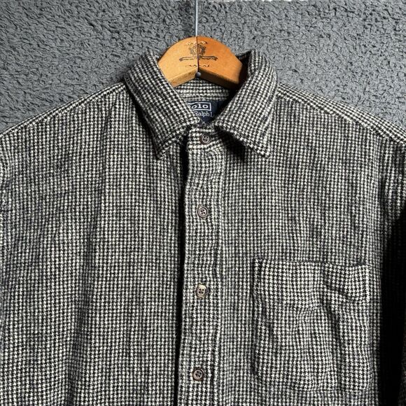 Polo Ralph Lauren Lowell Sport Flannel Shirt Houndstooth XL Wool Button Up - Picture 5 of 15